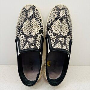 Vince Sneakers Classic Leather Snakeskin Runners Shoes Slip On White Soles Sz 7